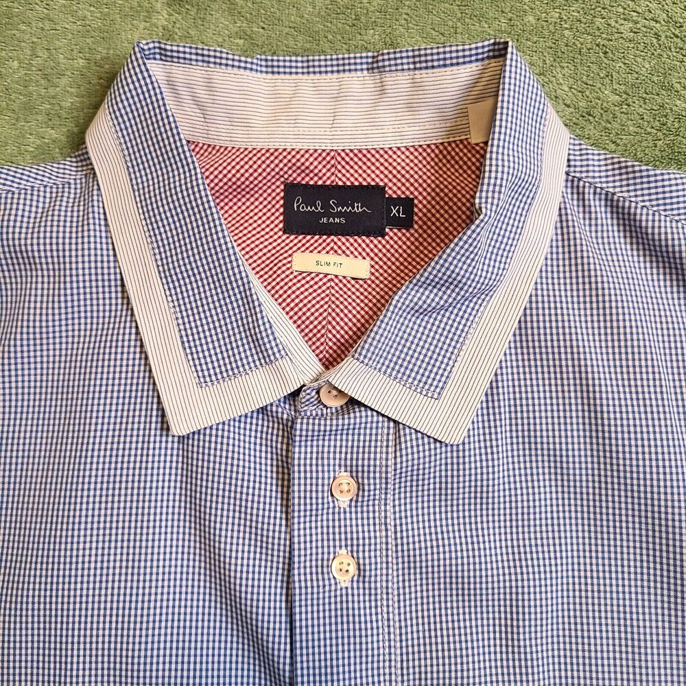 Paul Smith Jeans Men's Shirt Size XL Slim Fit S/S w\ side gusset Made in Morocco